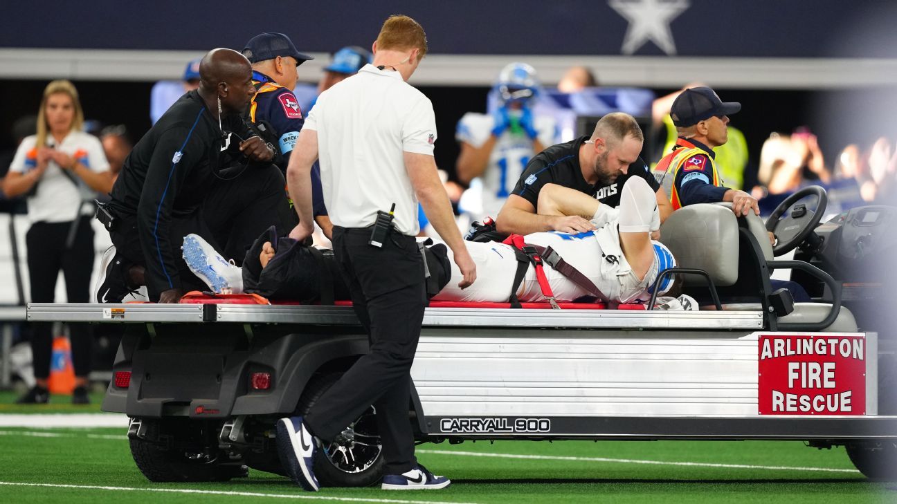 Lions’ Aidan Hutchinson carted off with obvious severe leg trauma