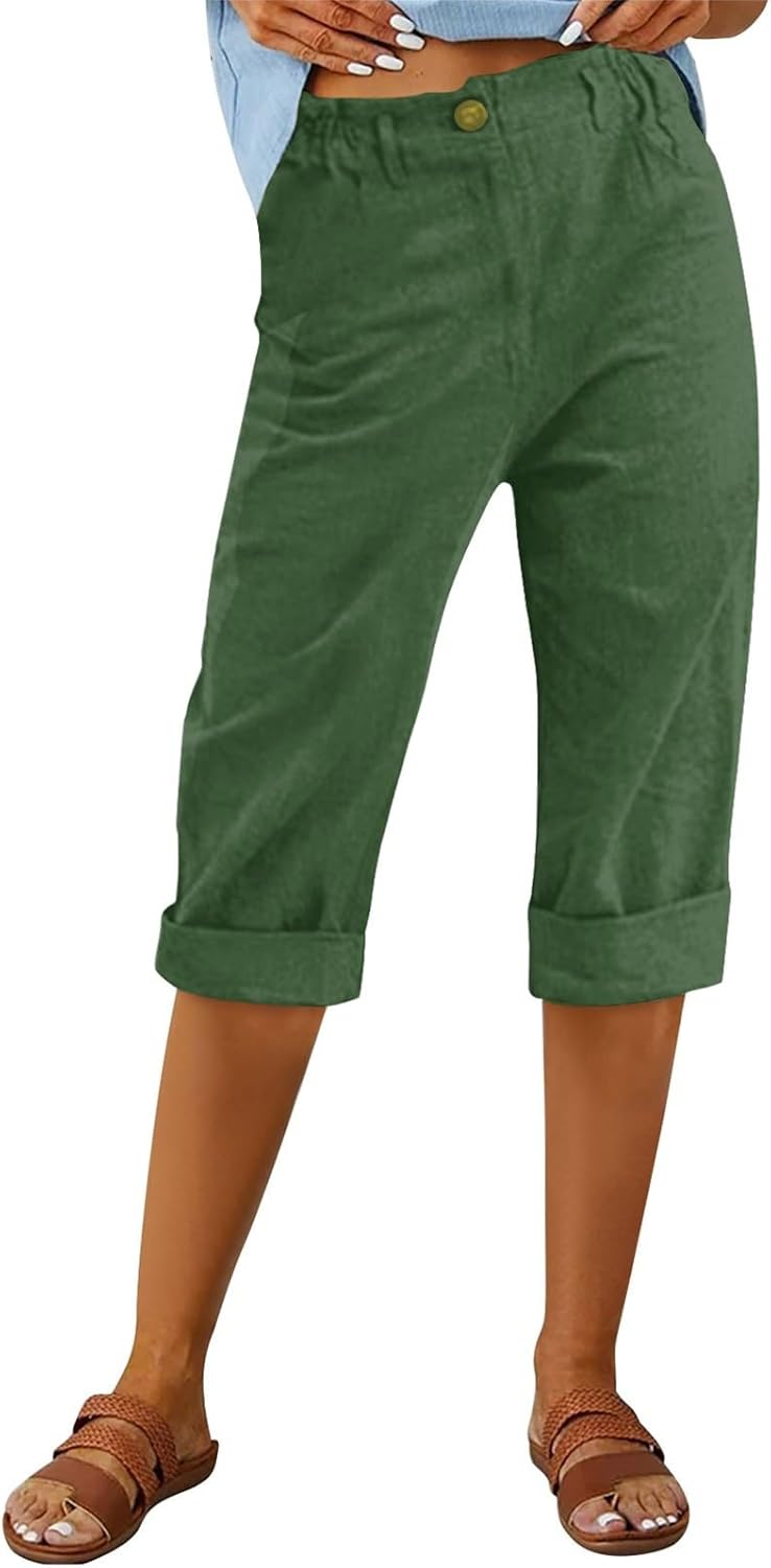 Summer time Capri Pants Womens Aimless Elastic Waist Cropped Trouser Type Hotel Put on Seaside Bliss Capris Garments