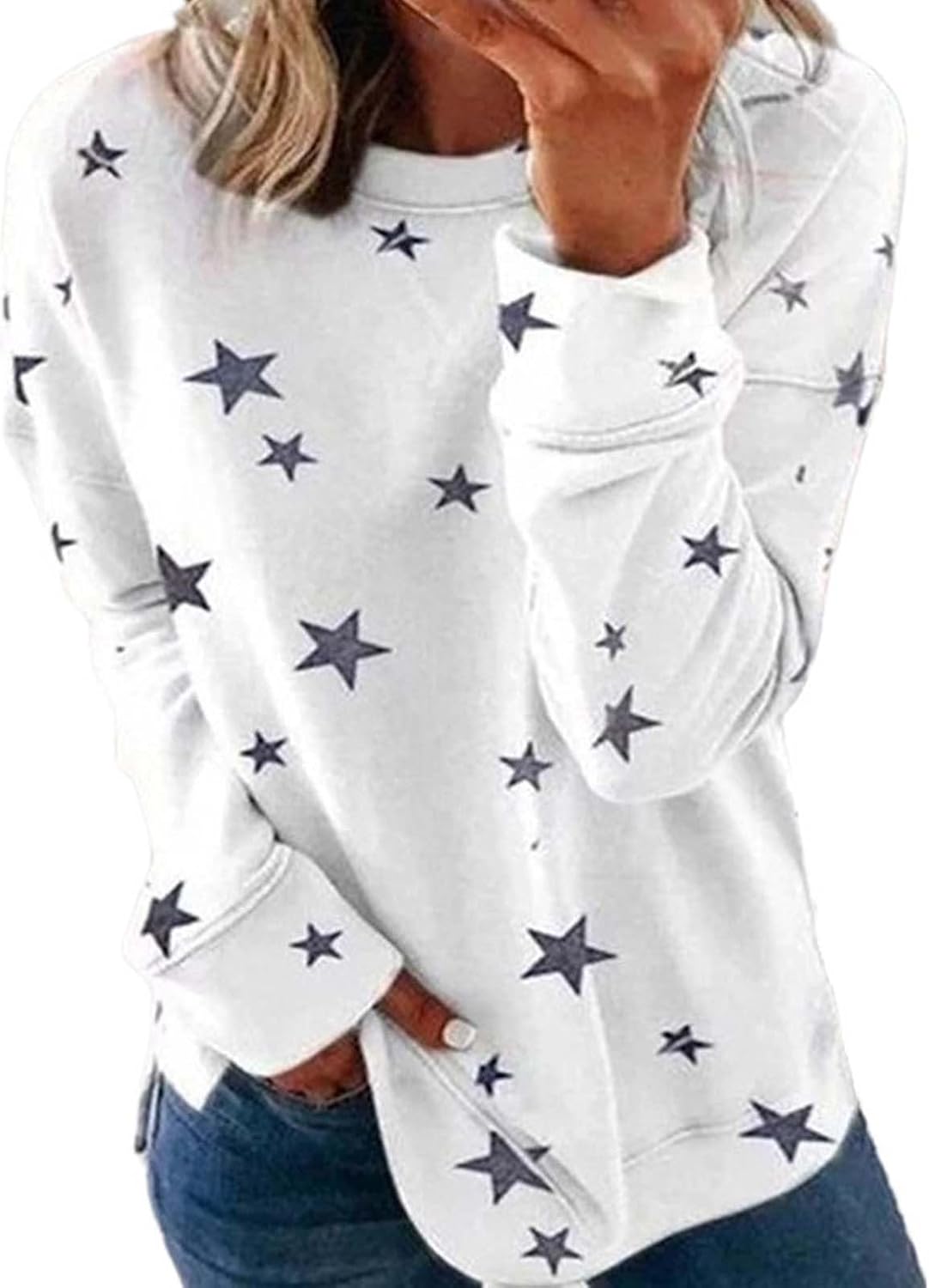 Jumpers for Girls 2024 Crewneck Celebrity Crystal clear Lengthy Sleeve Sweatshirt Outsized Tready Fickle Let fall Are compatible Pullover Tops