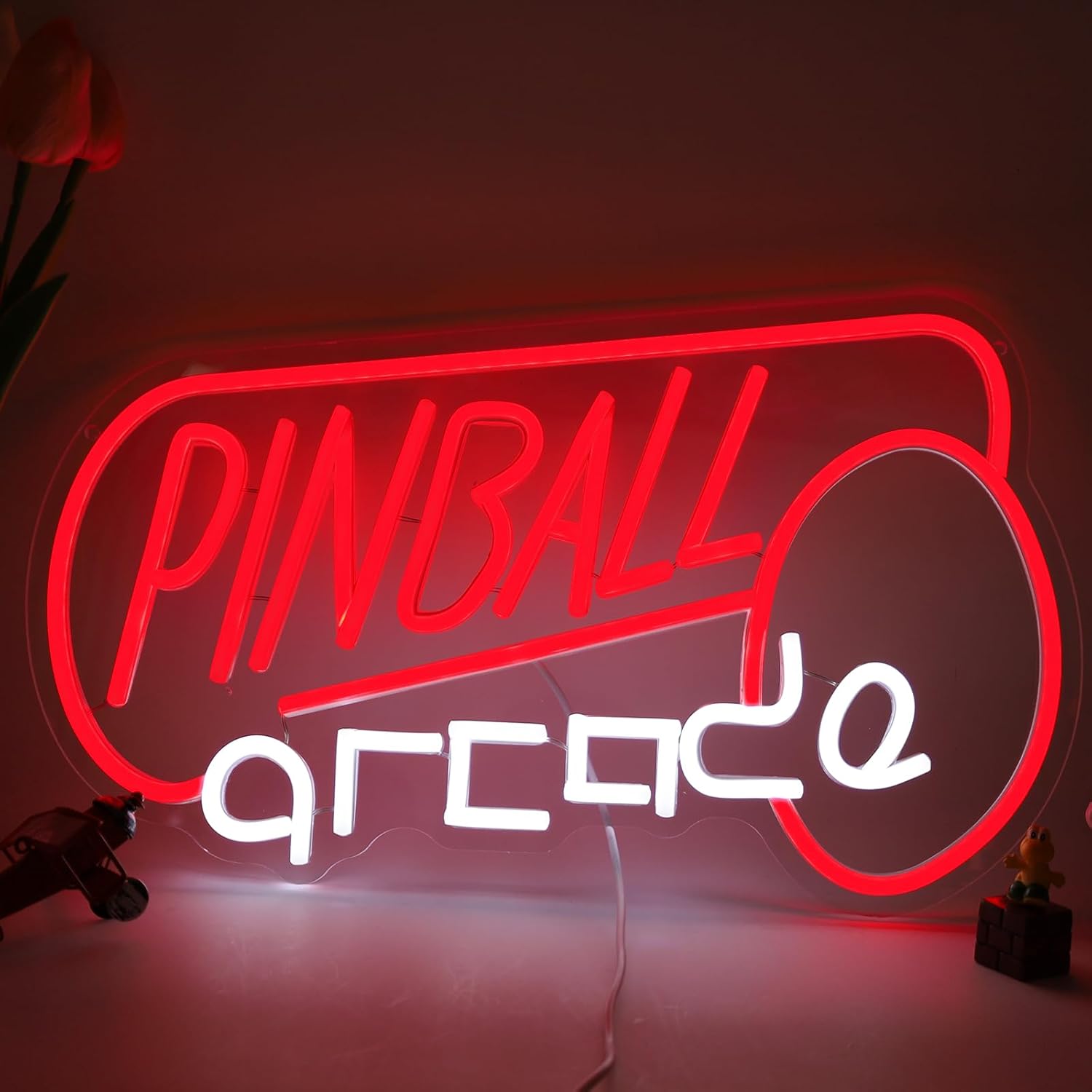 Neon Signal Pinball Neon Indicators for Wall Decor Artwork LED Sport Neon Luminous for Playroom Business Streets, Boys Guy Cave Bars, and Storefronts,Birthday party Christmas Birthday Items Powered by means of USB