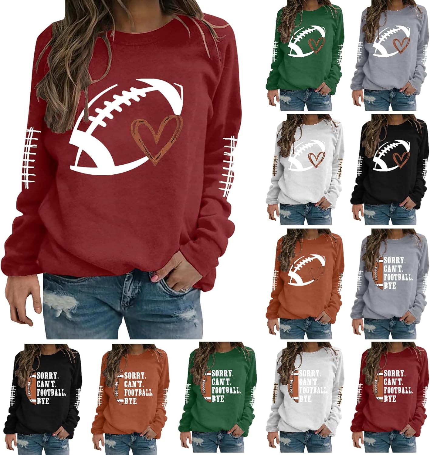 Womens Soccer Sweatshirt,2024 Fall Sweatshirts Pullover Lengthy Sleeve Sport Hour Soccer Colorful Plus Measurement Sweatshirts