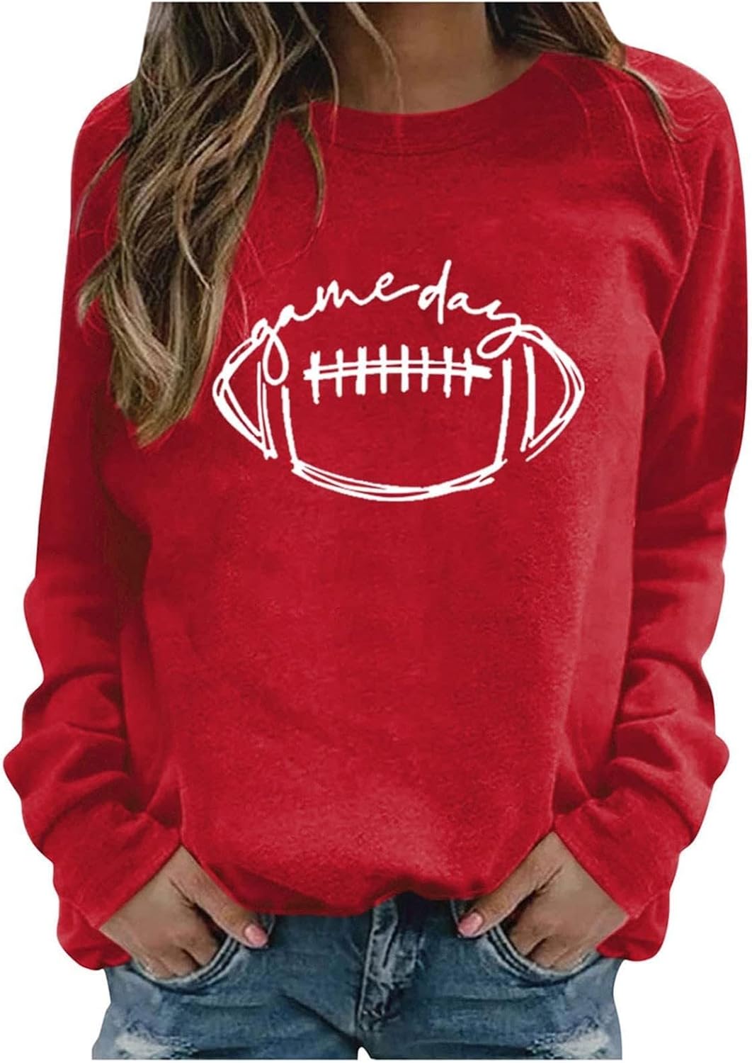 Ogiraw Sport Date Soccer Sweatshirt For Girls Crystal clear Print Sunday Aimless Lengthy Sleeve Crewneck Fall Pullover Govern