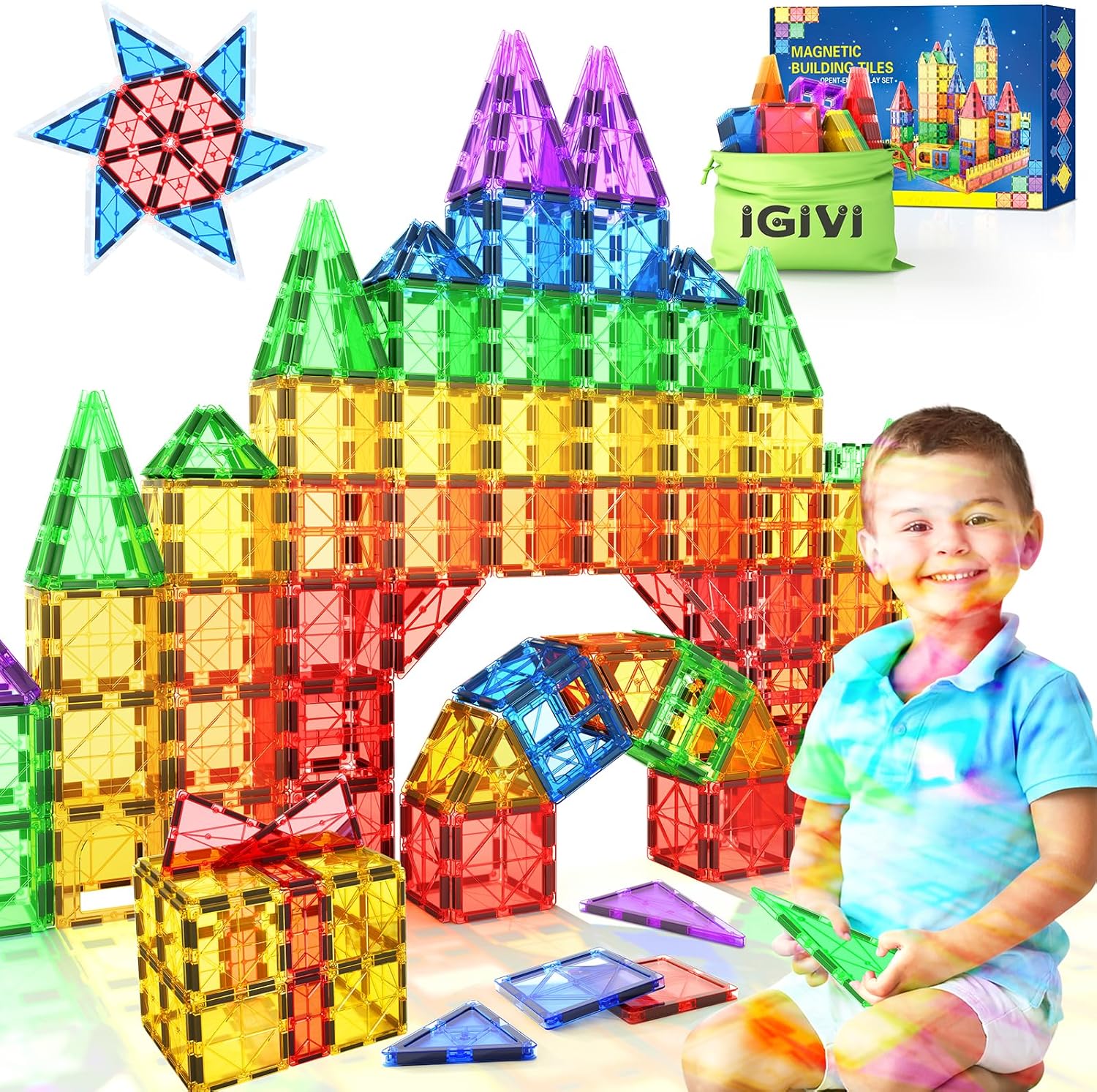 Magnetic Tiles Youngsters Toys for three+ Day Worn Boys & Ladies, STEM Development Blocks Toys & Video games, Sensory Toys for Tots, 3 4 5 6 7 8 Day Worn Boy Birthday Reward