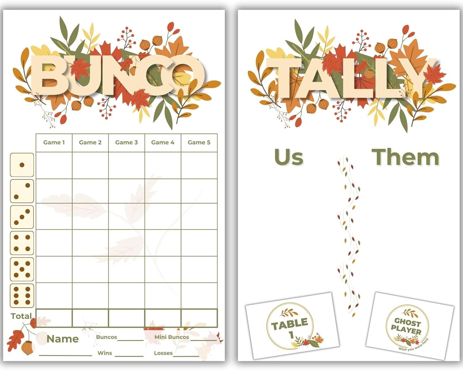 Thanksgiving Bunco Package- October November Theme – Bunco Rating Sheets – Autumn Themed Bunco – Scorecards – Tally Sheets – Ghost Participant – Bunco Babes – Bunco Sport Package for Sport Evening Birthday celebration – Fall Bunco