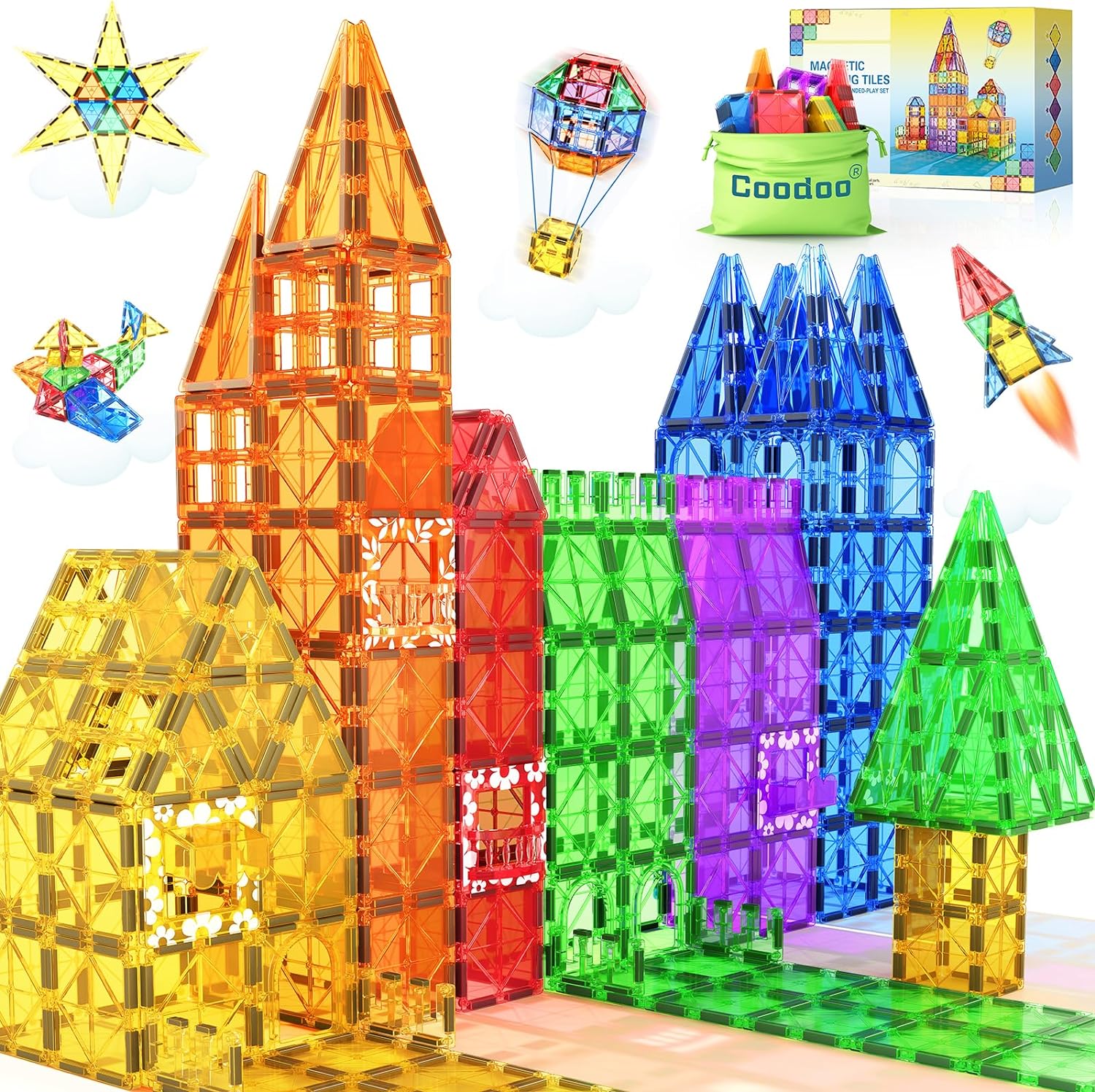 60 PCS Magnetic Development Tiles Youngsters Toys STEM Magnetic Blocks Sensory Toys Youngsters Video games Magnet Development Toys for Boys and Women Elderly 3+, Youngsters Mind Construction Preschool Kindergarten Infant Toys