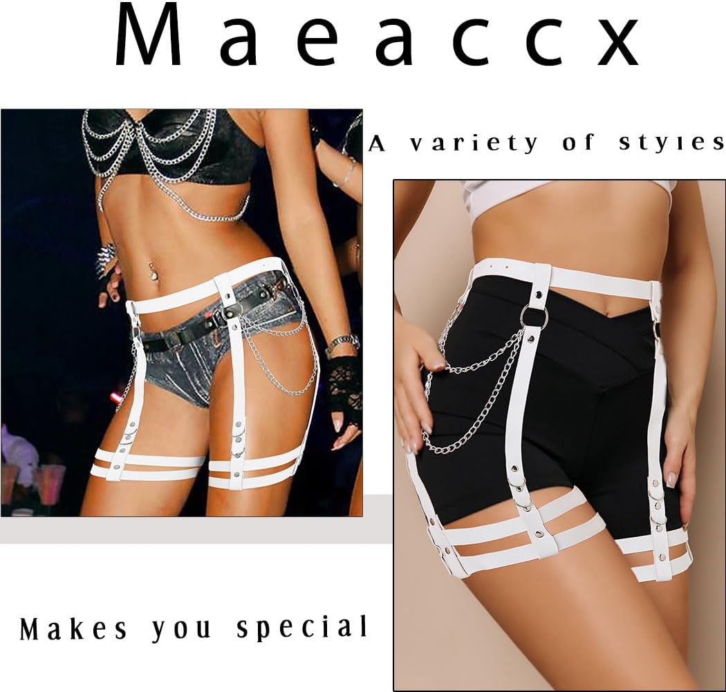 Punk Leather Body Harness Leg Garter Belts Waist Body Chains Party Prom Rave Belt Belly Jewelry Accessories for Women